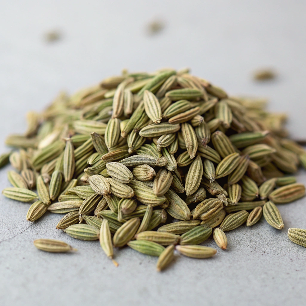 Fragrant green fennel seeds